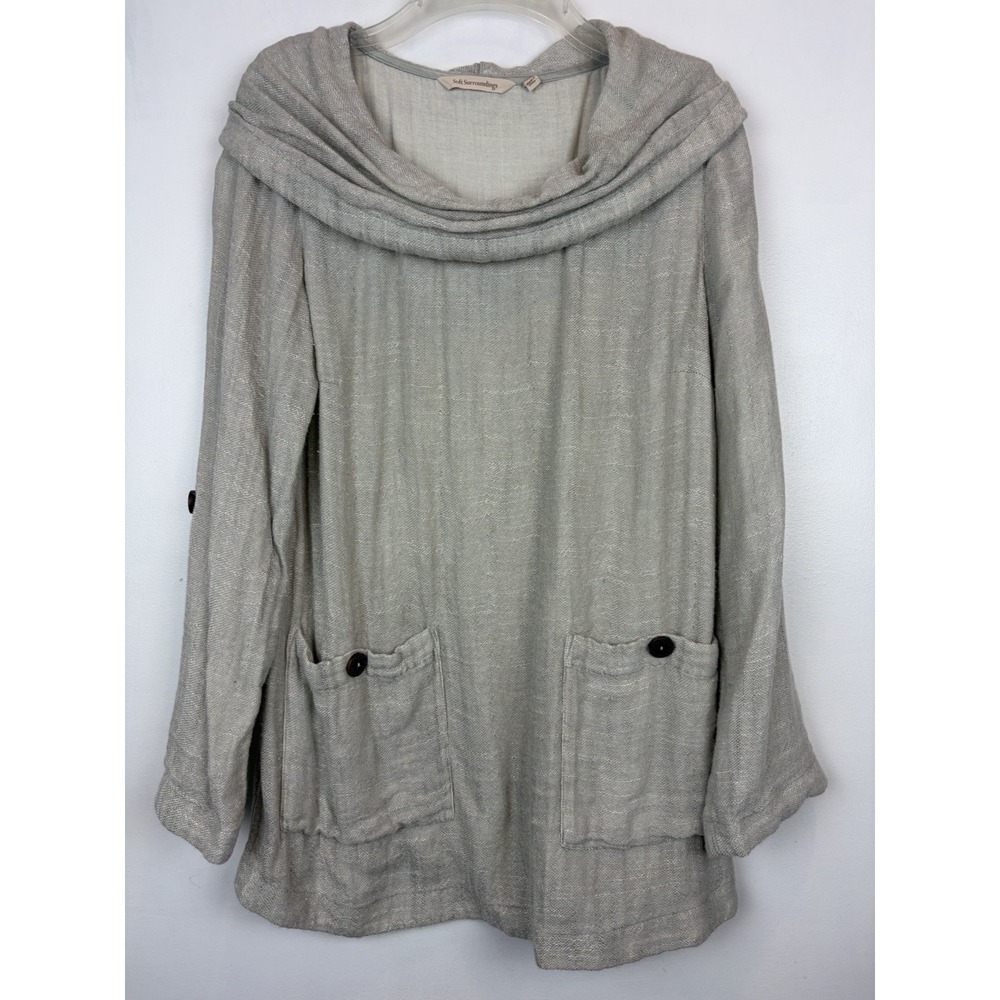 Soft Surroundings Cowl Neck Tunic Top Womens Medium Cozy Soft Cottage Coastal